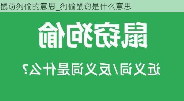 鼠窃狗偷的意思_狗偷鼠窃是什么意思