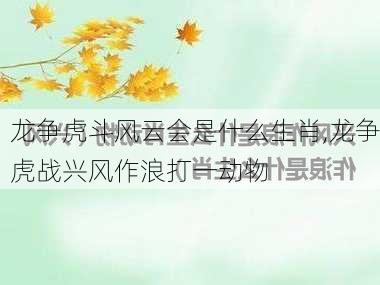 龙争虎斗风云会是什么生肖,龙争虎战兴风作浪打一动物