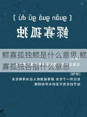 鳏寡孤独鳏是什么意思,鳏寡孤独各指什么意思