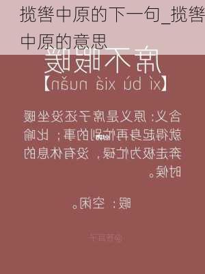 揽辔中原的下一句_揽辔中原的意思