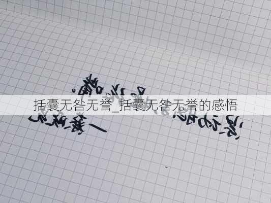 括囊无咎无誉_括囊无咎无誉的感悟