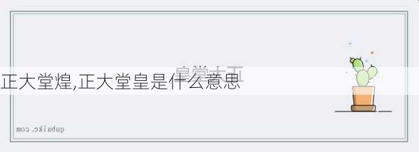 正大堂煌,正大堂皇是什么意思