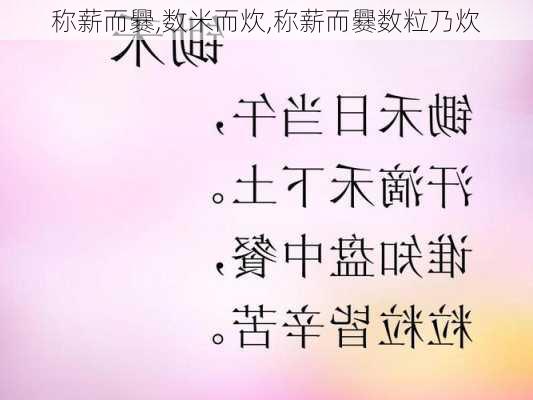 称薪而爨,数米而炊,称薪而爨数粒乃炊