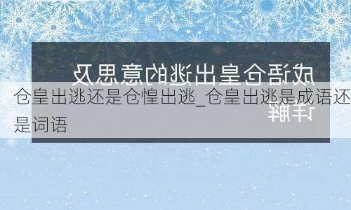 仓皇出逃还是仓惶出逃_仓皇出逃是成语还是词语