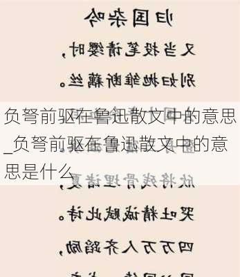 负弩前驱在鲁迅散文中的意思_负弩前驱在鲁迅散文中的意思是什么