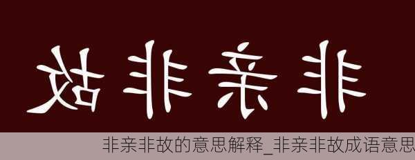 非亲非故的意思解释_非亲非故成语意思