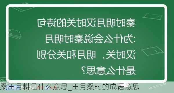 桑田月耕是什么意思_田月桑时的成语意思