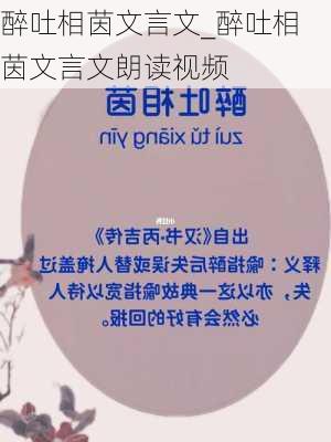 醉吐相茵文言文_醉吐相茵文言文朗读视频