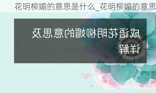 花明柳媚的意思是什么_花明柳媚的意思