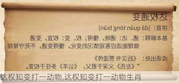 达权知变打一动物,达权知变打一动物生肖