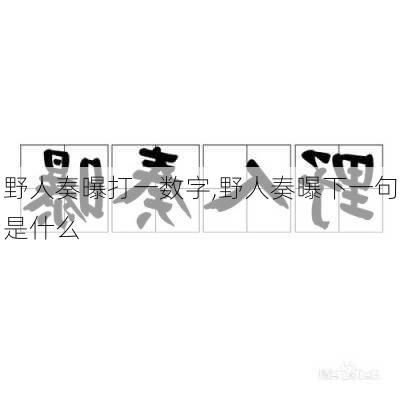 野人奏曝打一数字,野人奏曝下一句是什么