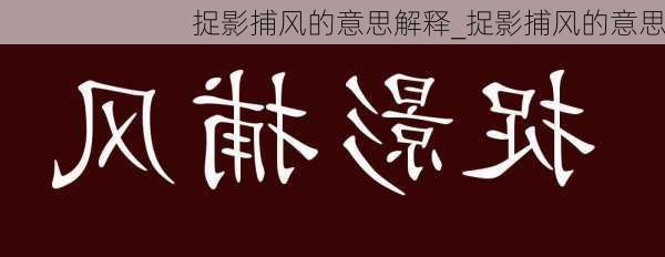 捉影捕风的意思解释_捉影捕风的意思