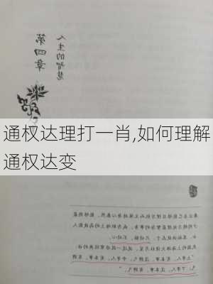 通权达理打一肖,如何理解通权达变