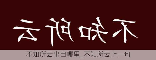 不知所云出自哪里_不知所云上一句