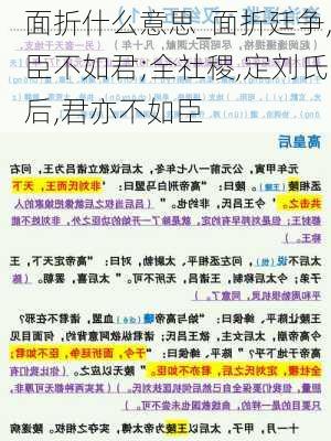 面折什么意思_面折廷争,臣不如君;全社稷,定刘氏后,君亦不如臣