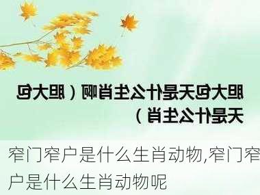 窄门窄户是什么生肖动物,窄门窄户是什么生肖动物呢