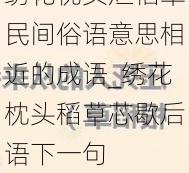 绣花枕头烂稻草民间俗语意思相近的成语_绣花枕头稻草芯歇后语下一句