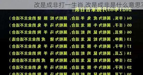 改是成非打一生肖,改是成非是什么意思?