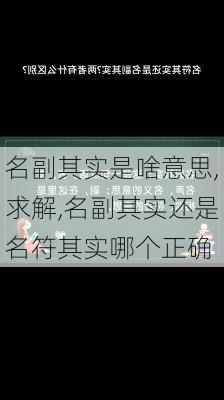 名副其实是啥意思,求解,名副其实还是名符其实哪个正确