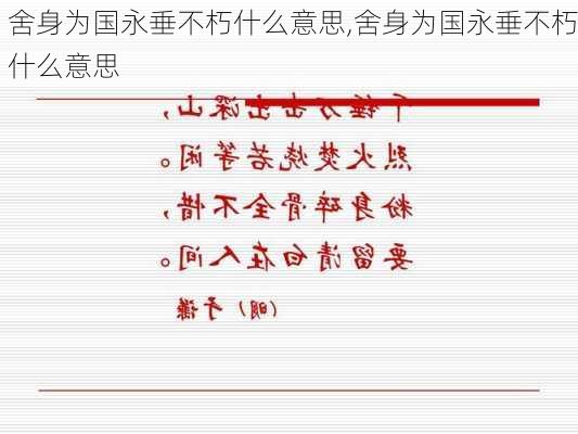 舍身为国永垂不朽什么意思,舍身为国永垂不朽什么意思