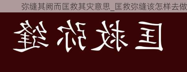 弥缝其阙而匡救其灾意思_匡救弥缝该怎样去做