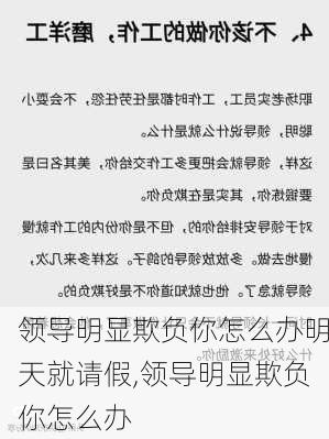 领导明显欺负你怎么办明天就请假,领导明显欺负你怎么办