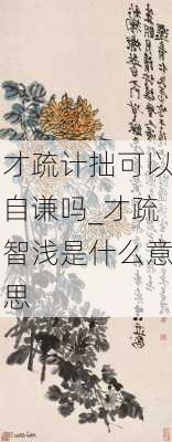 才疏计拙可以自谦吗_才疏智浅是什么意思