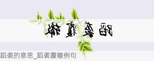 蹈袭的意思_蹈袭覆辙例句