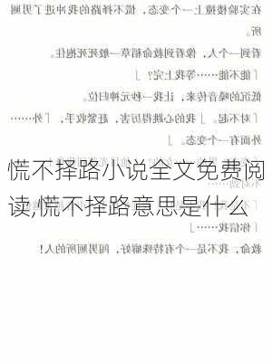 慌不择路小说全文免费阅读,慌不择路意思是什么