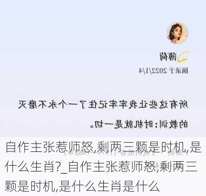 自作主张惹师怒,剩两三颗是时机,是什么生肖?_自作主张惹师怒,剩两三颗是时机,是什么生肖是什么