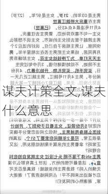 谋夫计策全文,谋夫什么意思